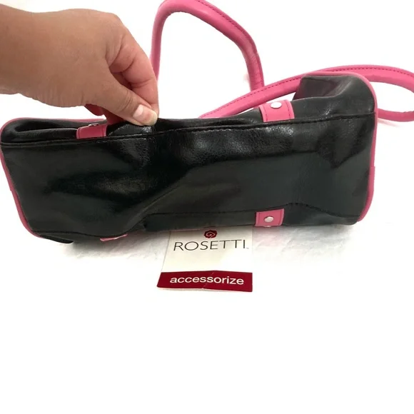 Rosetti Faux Leather Black & Pink Purse - Picture 7 of 14